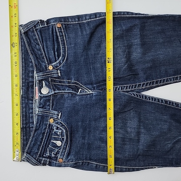 True Religion Women's  Denim Skinny Dark Wash Blue Jeans White Stitch Size 27 - Picture 14 of 16